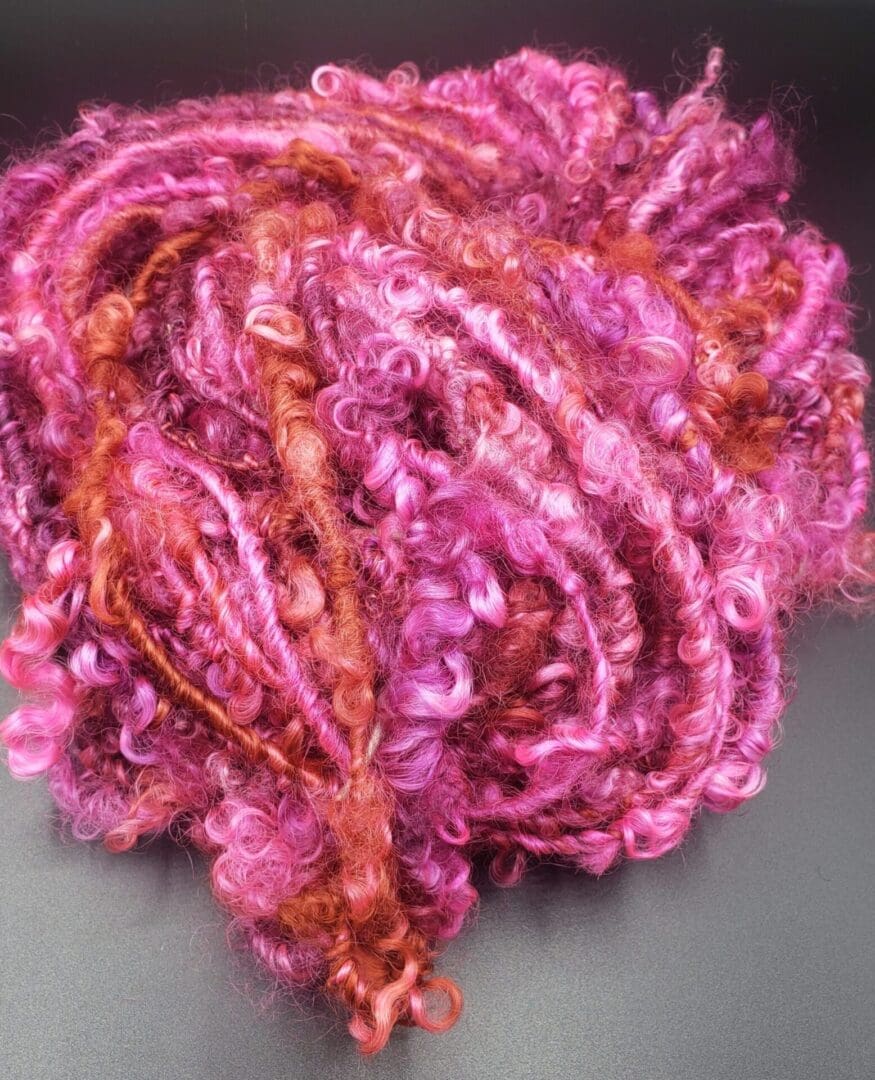 “Pink Prism” Silky Teeswater Curls Handspun Yarn