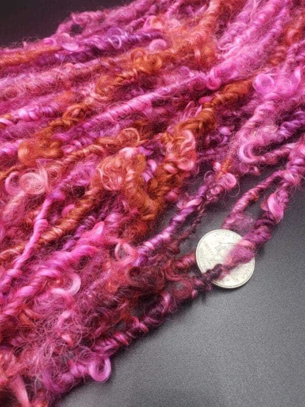 “Pink Prism” Silky Teeswater Curls Handspun Yarn