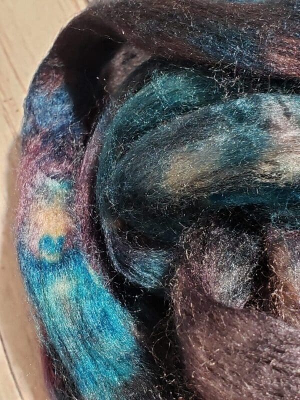 “Golden Silk” Hand-Dyed Natural Tussah Silk Top ~ Starry Heavens
