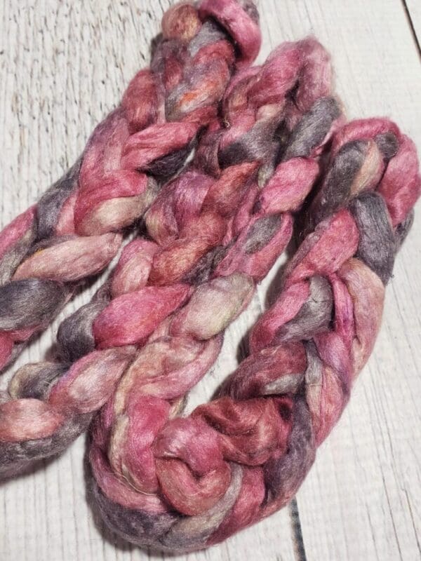 Hand-Dyed Sari Silk Roving ~Antique Pink