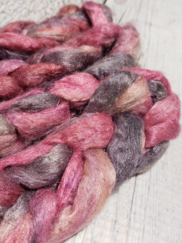 Hand-Dyed Sari Silk Roving ~Antique Pink