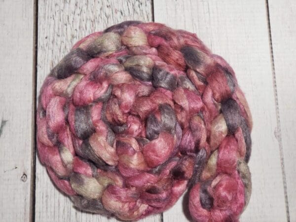 Hand-Dyed Sari Silk Roving ~Antique Pink