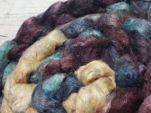 Hand-Dyed Sari Silk Roving ~Green Tea