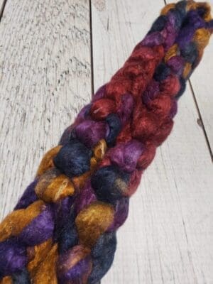 Hand-Dyed Sari Silk Roving ~Persian Prince