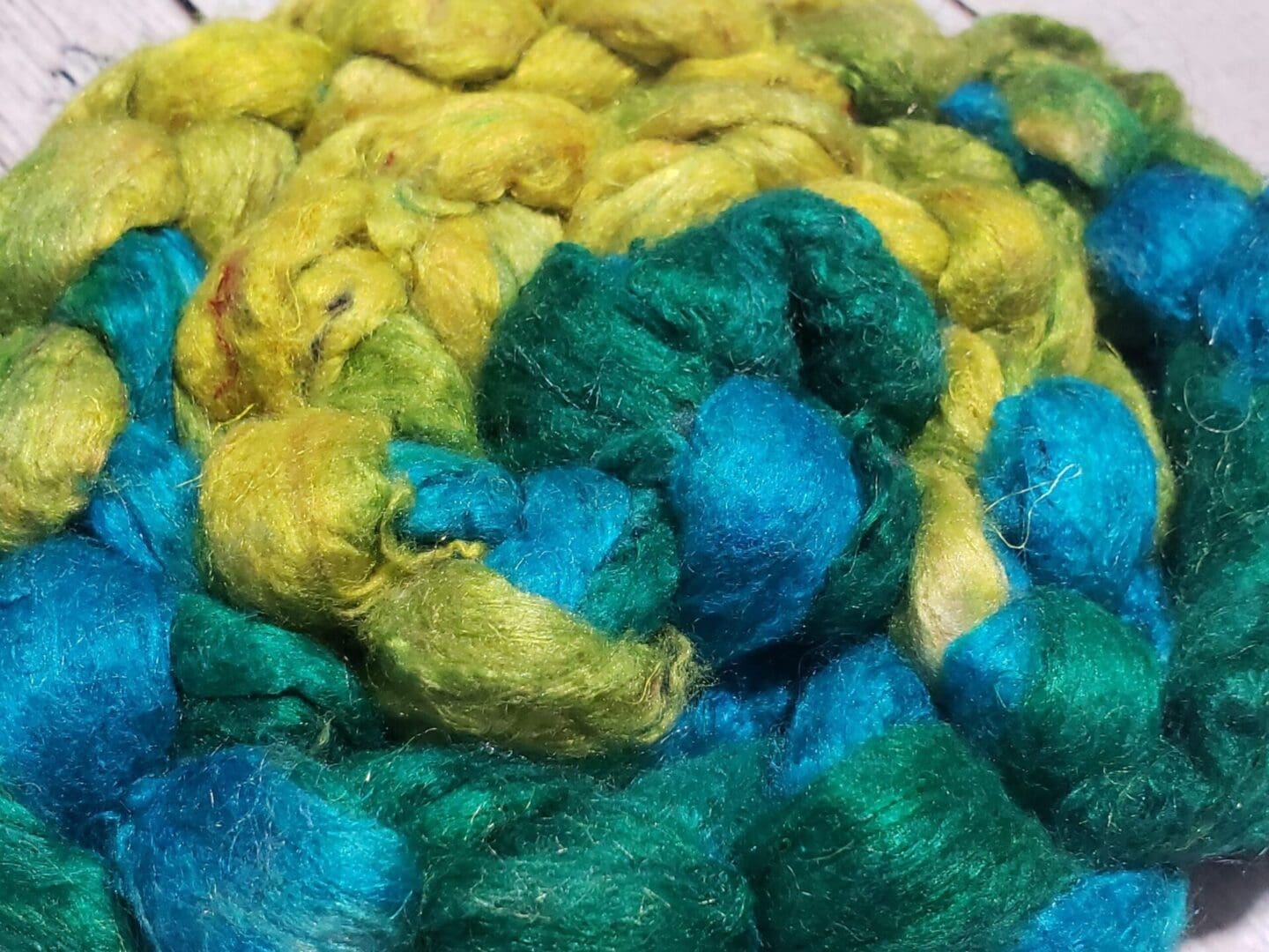 Hand-Dyed Sari Silk Roving ~Pop Rocks