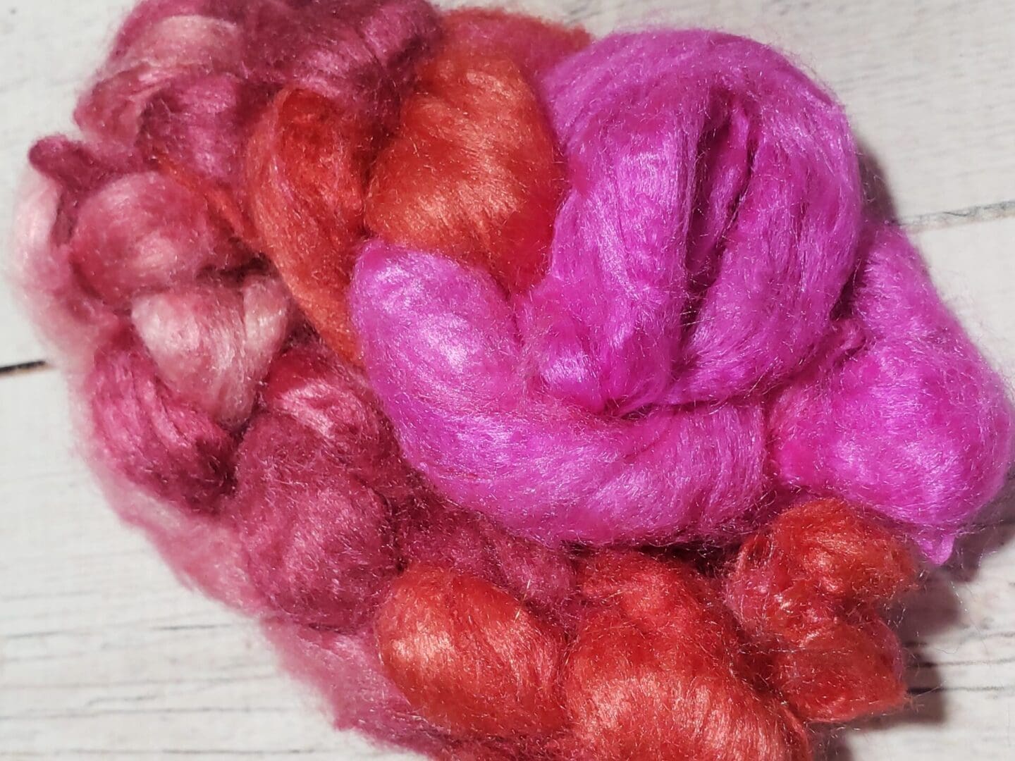 Hand-Dyed Tussah Silk Top ~ Pink Prism