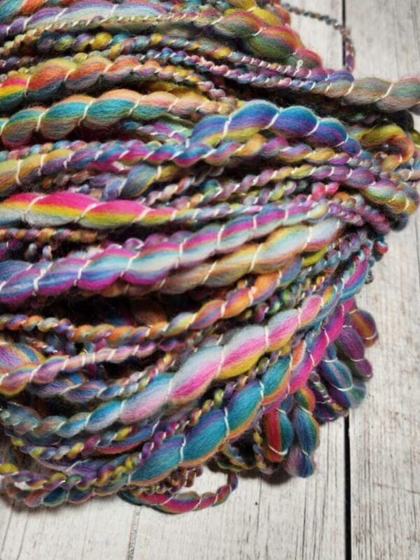 "Strand of Rainbows" Hand-Spun Merino/Cashmere Art Yarn