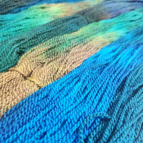 "Ocean Shimmer" LanaSilk™ Hand-Dyed 4-ply-wt Polwarth/Tussah Silk - Image 3