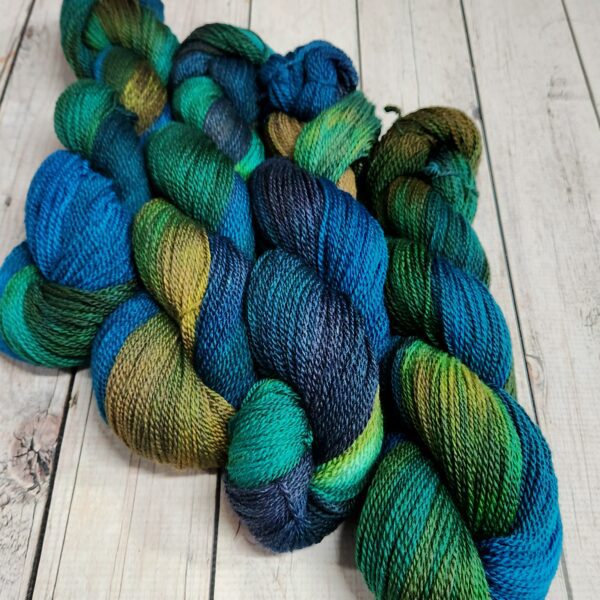 "Ocean Shimmer" LanaSilk™ Hand-Dyed 4-ply-wt Polwarth/Tussah Silk - Image 2
