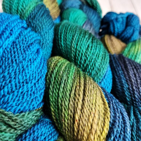 "Ocean Shimmer" LanaSilk™ Hand-Dyed 4-ply-wt Polwarth/Tussah Silk