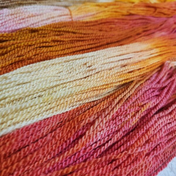 "Cremesicle" LanaSilk™ Hand-Dyed 4-ply-wt Polwarth/Tussah Silk - Image 4