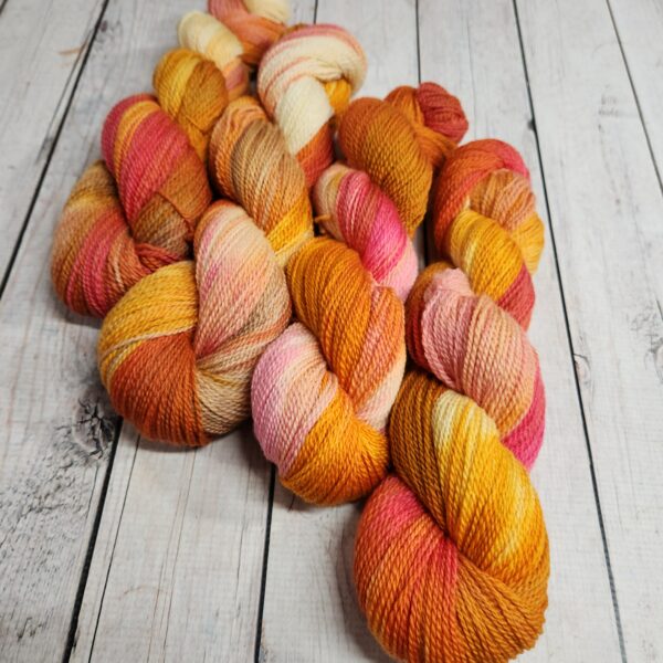 "Cremesicle" LanaSilk™ Hand-Dyed 4-ply-wt Polwarth/Tussah Silk - Image 2