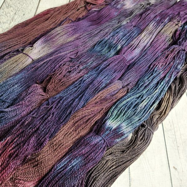 "Purple Kale" LanaSilk™ Hand-Dyed 4-ply-wt Polwarth/Tussah Silk - Image 6