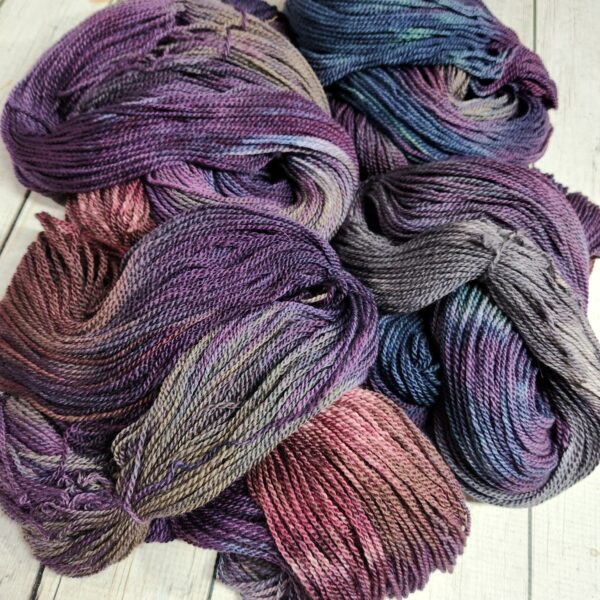 "Purple Kale" LanaSilk™ Hand-Dyed 4-ply-wt Polwarth/Tussah Silk - Image 4