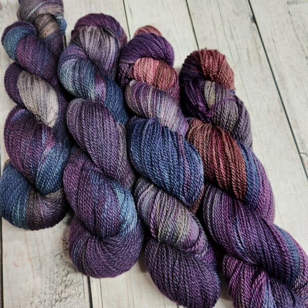 "Purple Kale" LanaSilk™ Hand-Dyed 4-ply-wt Polwarth/Tussah Silk - Image 2