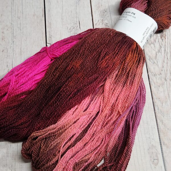 "Pink Brulee" LanaSilk™ Hand-Dyed 4-ply-wt Polwarth/Tussah Silk - Image 2