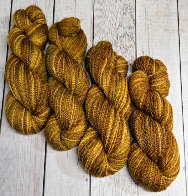 "Antique Gold" LanaSilk™ Hand-Dyed 4-ply-wt Polwarth/Tussah Silk - Image 2
