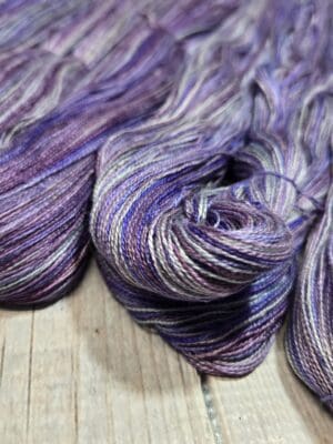 Close-up violet and grey yarn twist