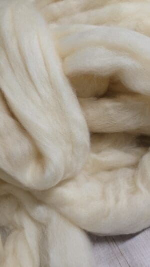 Close-up of cream wool roving
