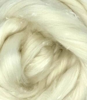 Soft cream wool roving fiber close up